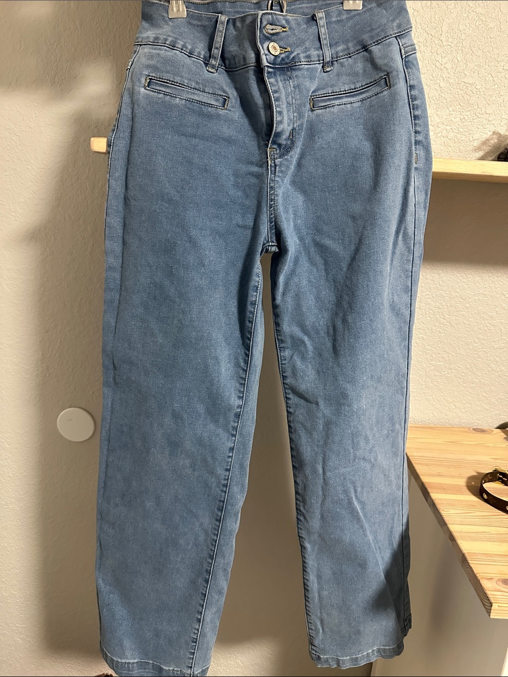 High-Rise Straight Leg Light Blue Denim Jeans 6